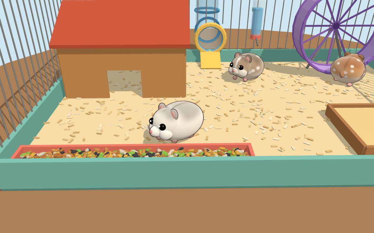 Nibbly hamsters in the game’s cage, each a different color: what would you call them?