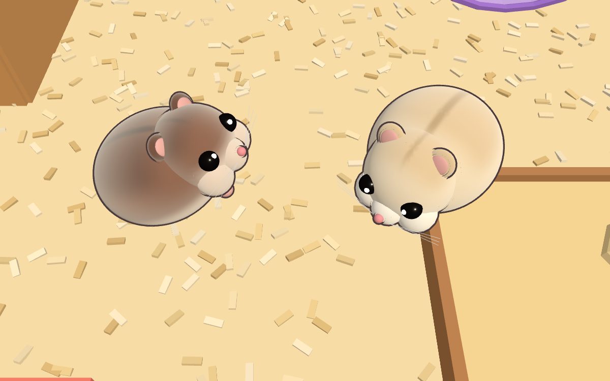 Two Nibbly hamsters, one chocolate and one cream, in the middle of a squabble in the cage.